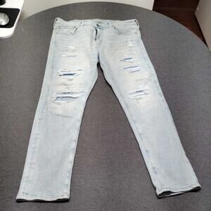 American Eagle Outfitters Distressed Light Wash Slim Fit Jeans Men's 38x30